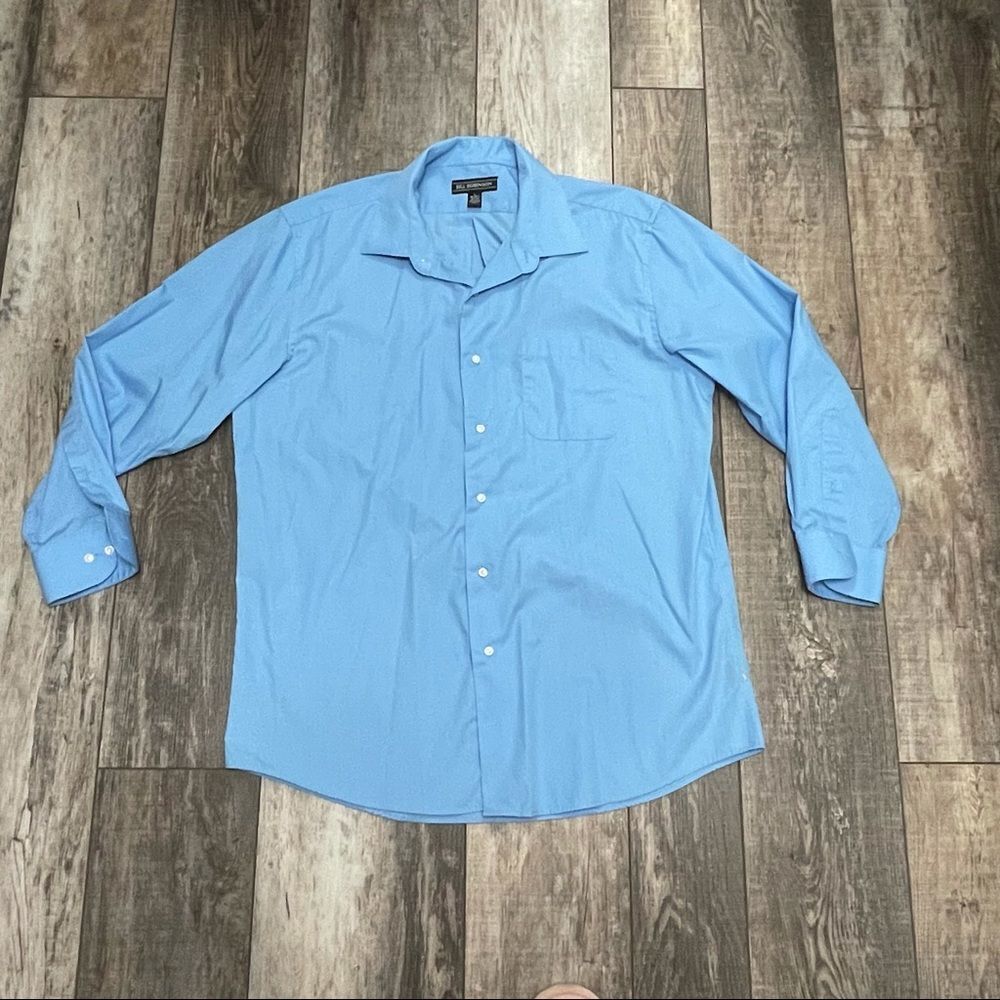 Bill Robinson Blue Button Down Long Sleeve Dress Shirt Large